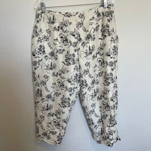 Allison Taylor Women's Pants 14 Floral Houses 100% Silk‎ High Rise